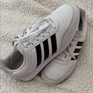 Adidas White Sneakers with Black Stripes